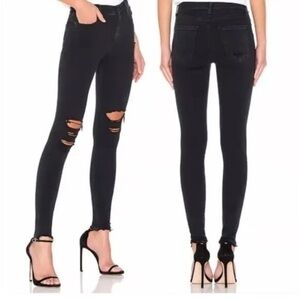 AGOLDE AG ADRIANO GOLDSCHMIED SOPHIE HI RISE SKINNY RUTHLESS BLACK RIPPED JEANS